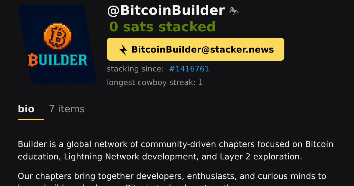 BitcoinBuilder \ stacker news