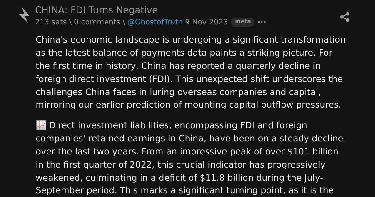 CHINA: FDI Turns Negative \ stacker news