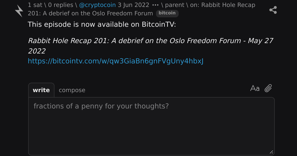 reply on: Rabbit Hole Recap 201: A debrief on the Oslo Freedom Forum ...