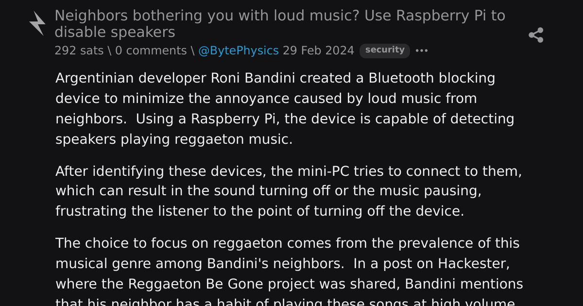 Neighbors bothering you with loud music? Use Raspberry Pi to disable ...