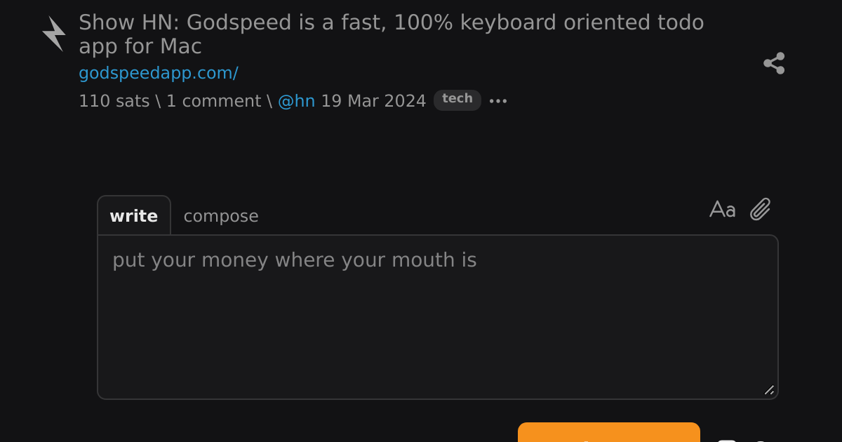 Show hn godspeed is a fast 100 keyboard oriented todo app for mac