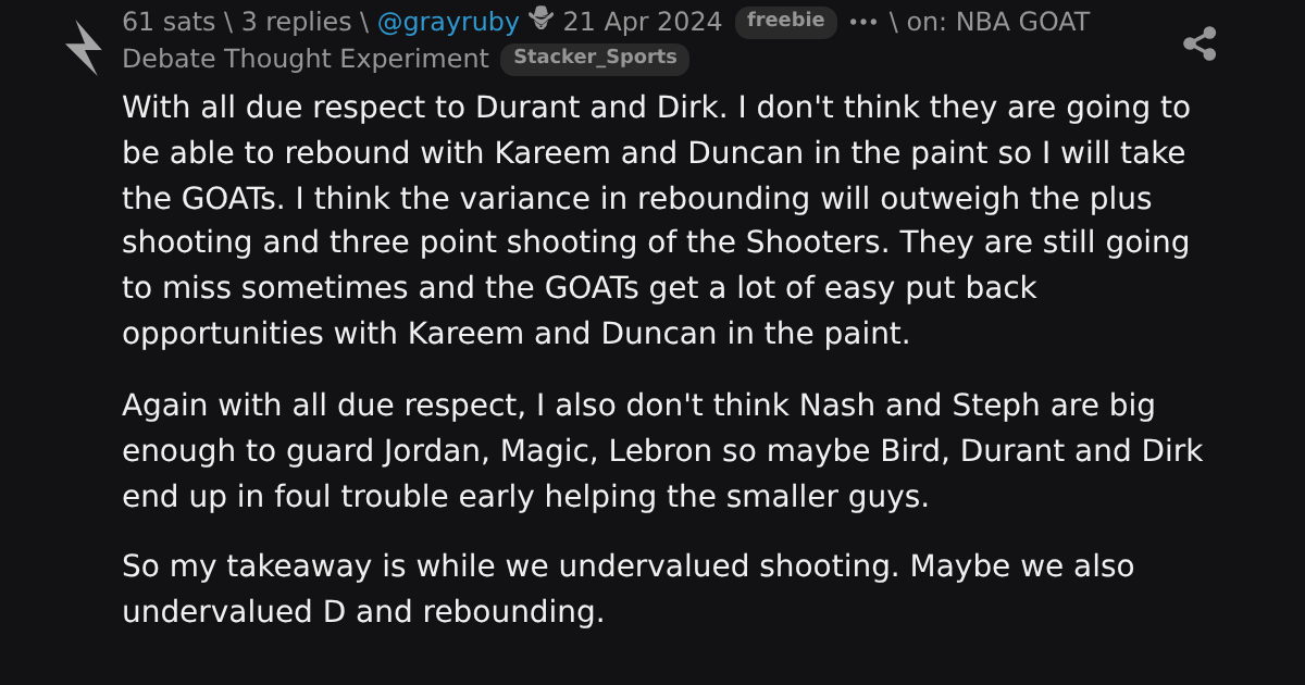 reply on: NBA GOAT Debate Thought Experiment \ stacker news