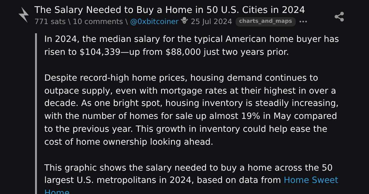 The Salary Needed to Buy a Home in 50 U.S. Cities in 2024 \ stacker news