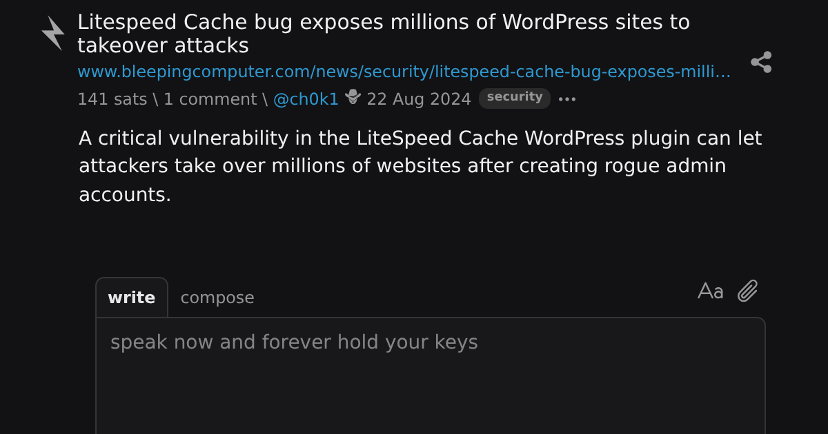 Litespeed Cache bug exposes millions of WordPress sites to takeover ...