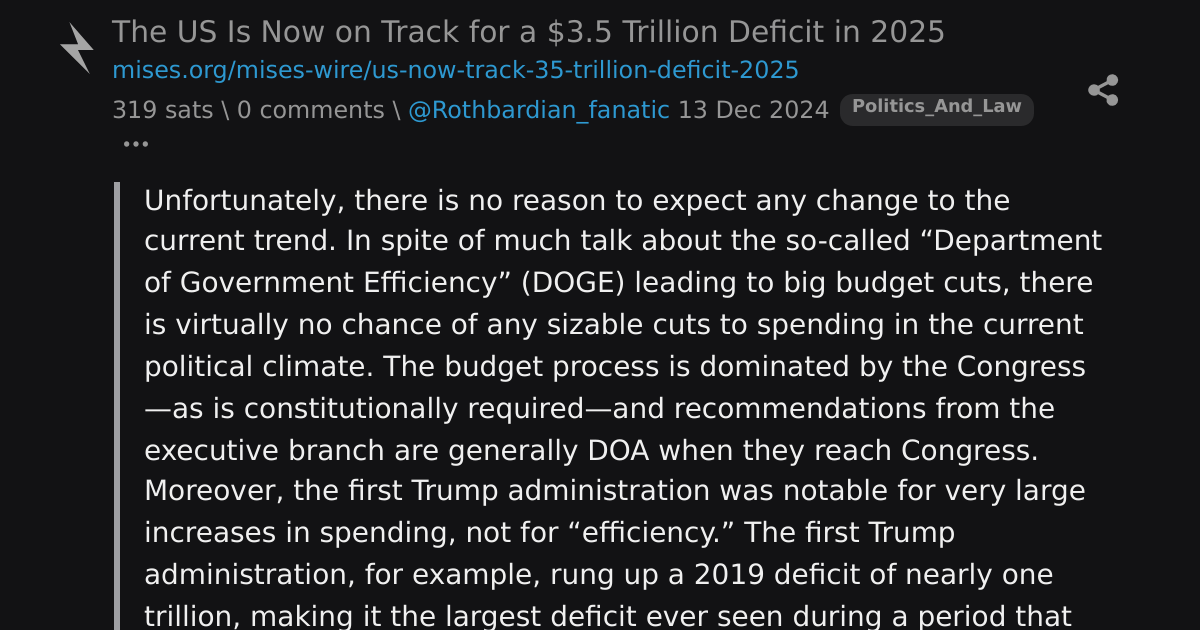 The US Is Now on Track for a $3.5 Trillion Deficit in 2025 \ stacker news