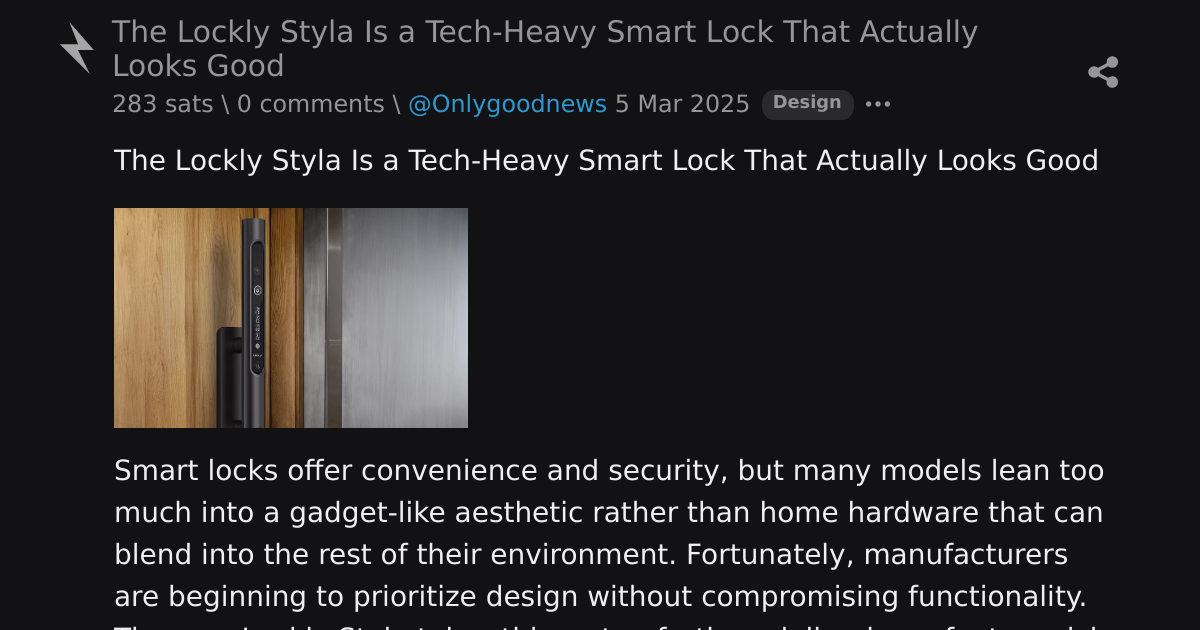 The Lockly Styla Is a Tech-Heavy Smart Lock That Actually Looks Good ...