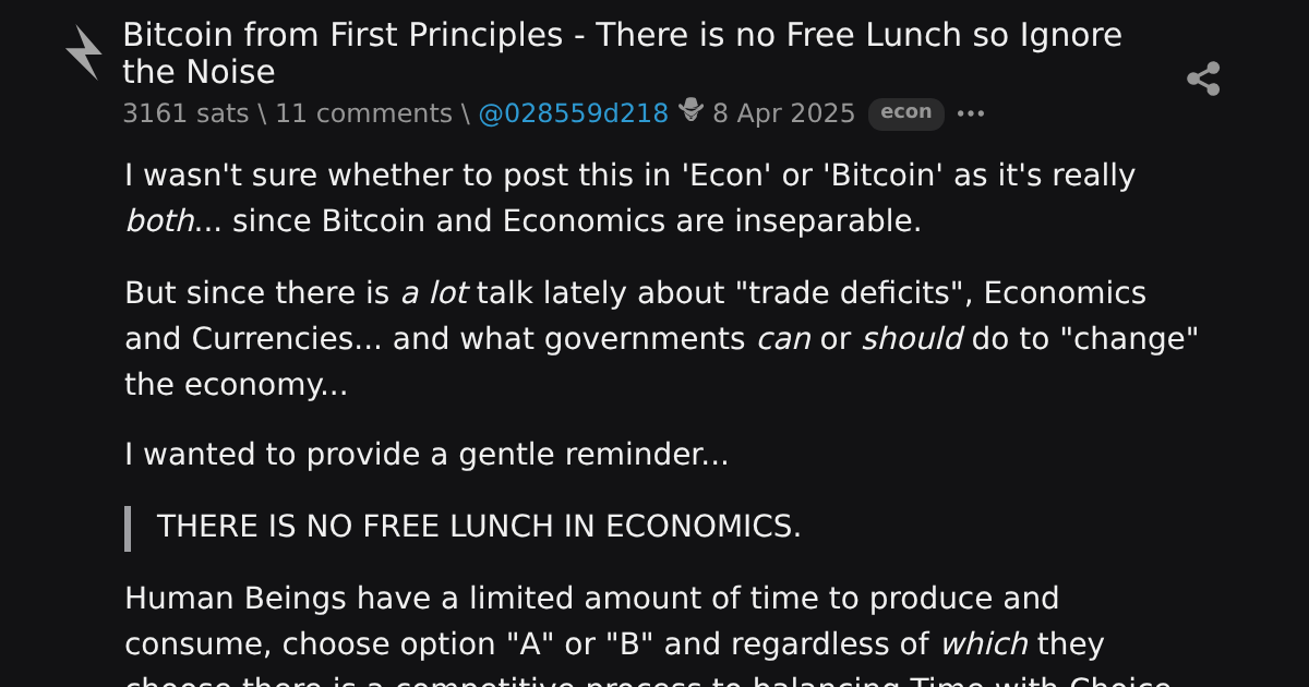 Bitcoin from First Principles - There is no Free Lunch so Ignore the ...